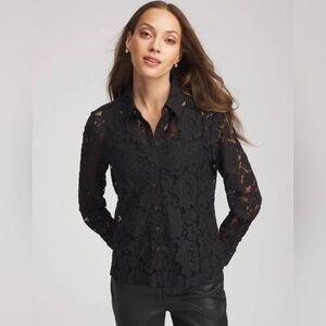 BCBGMaxazria Lace Button Down Blouse